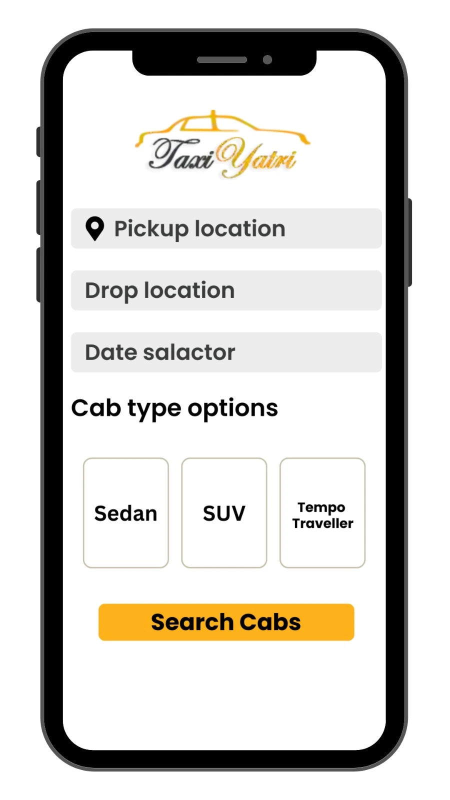 TaxiYatri booking process - Step 1: Visit and Search